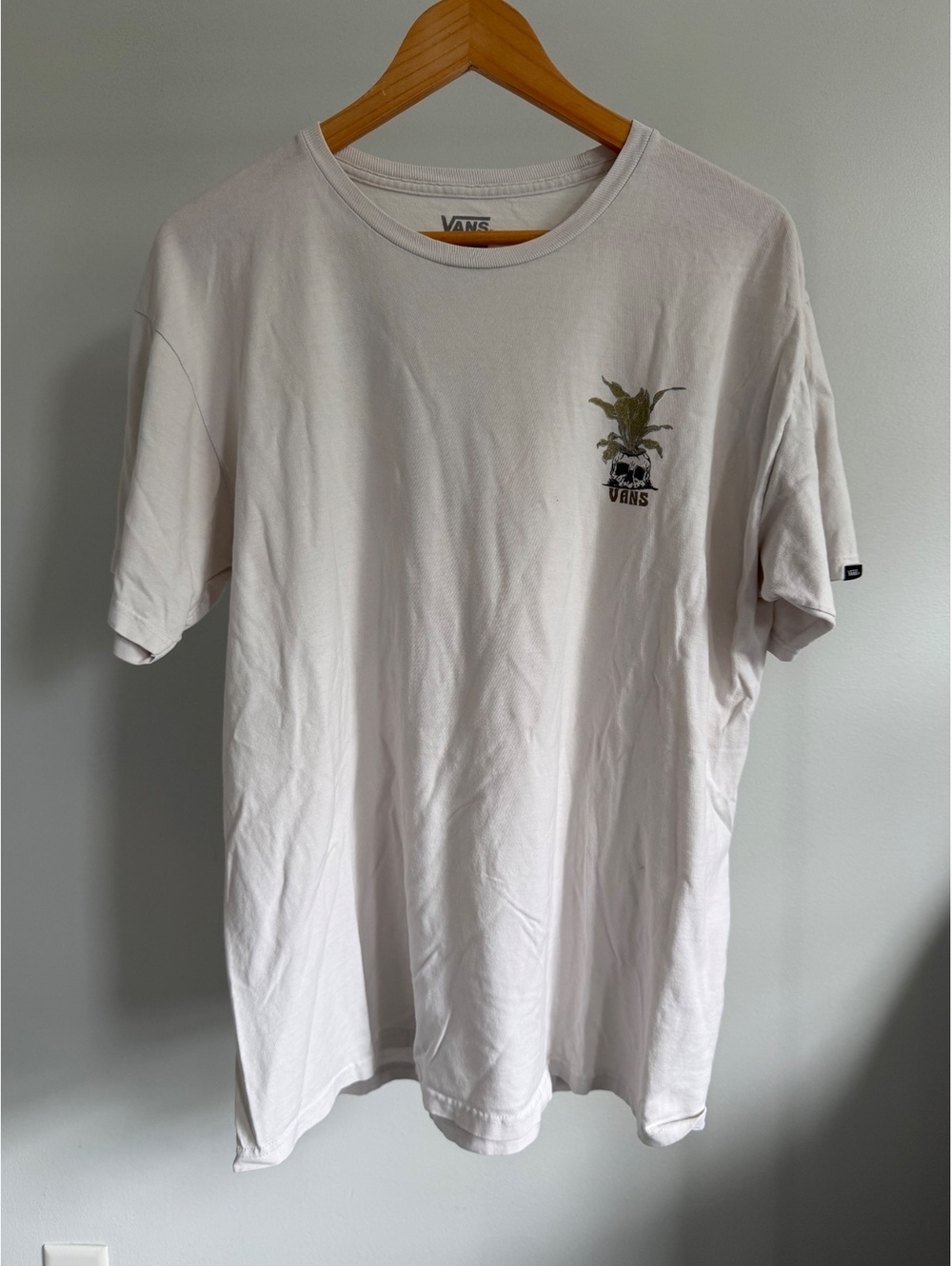 Vans Skull Plant Graphic T Shirt Men’s Large White Classic Fit Back Print